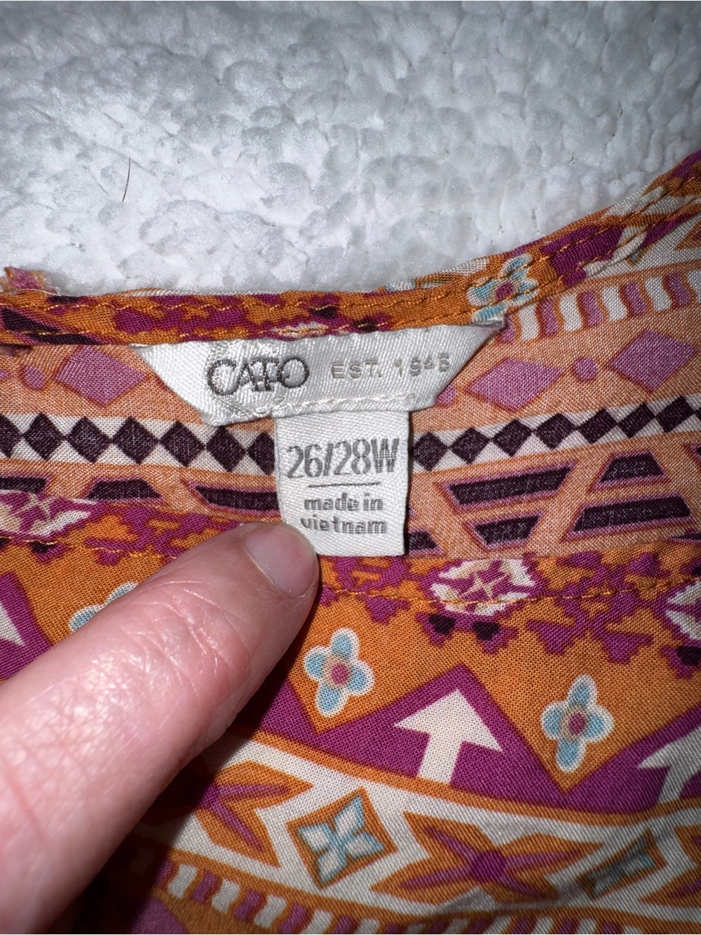 Cato Orange Paisley Peasant Tunic, Boho floral, loose fit, Sz 26/28 or 4X - Picture 10 of 14
